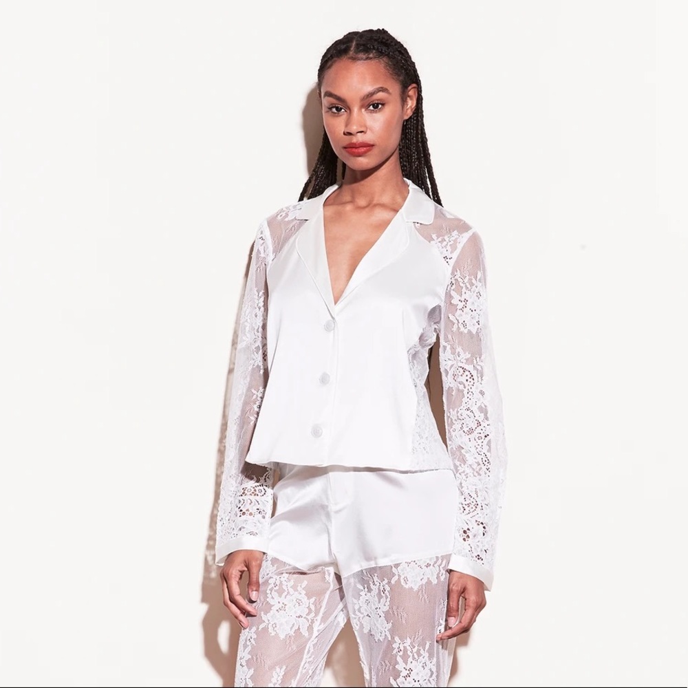 Fleur Du Mal Lace Silk Combo PJ Top